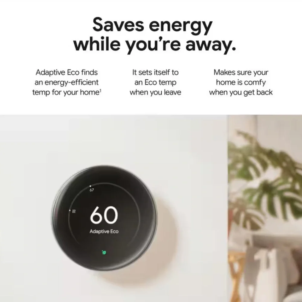 Google Nest Thermostat (Black) with Temperature Sensor